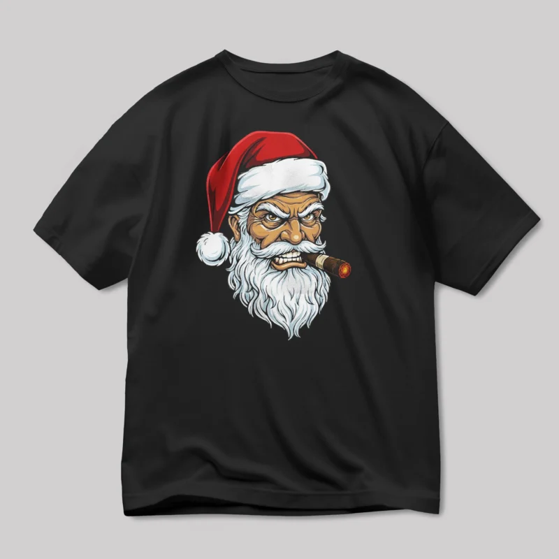 CBT001 Edgy Bad Santa T-Shirt with Cigar
